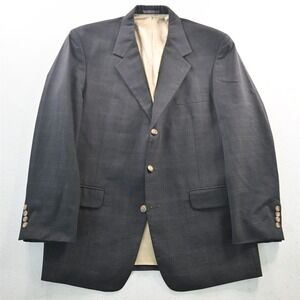 Vtg Harold Powell 42R Gray‎ Windowpane USA Made Wool Blazer Jacket Sport Coat